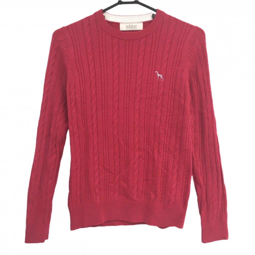 【美品】アダバット セーター ピンク ケーブル編み ニット レディース 38(M) ゴルフウェア adabat