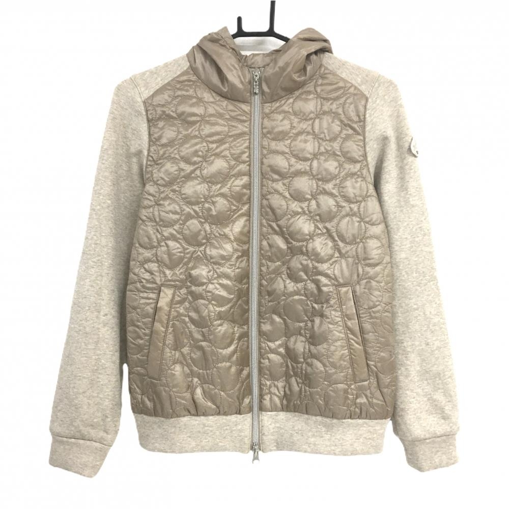 【美品】アダバット ジップパーカー ライトブラウン×杢グレー 裏起毛 ジャケット レディース 38(M) ゴルフウェア adabat