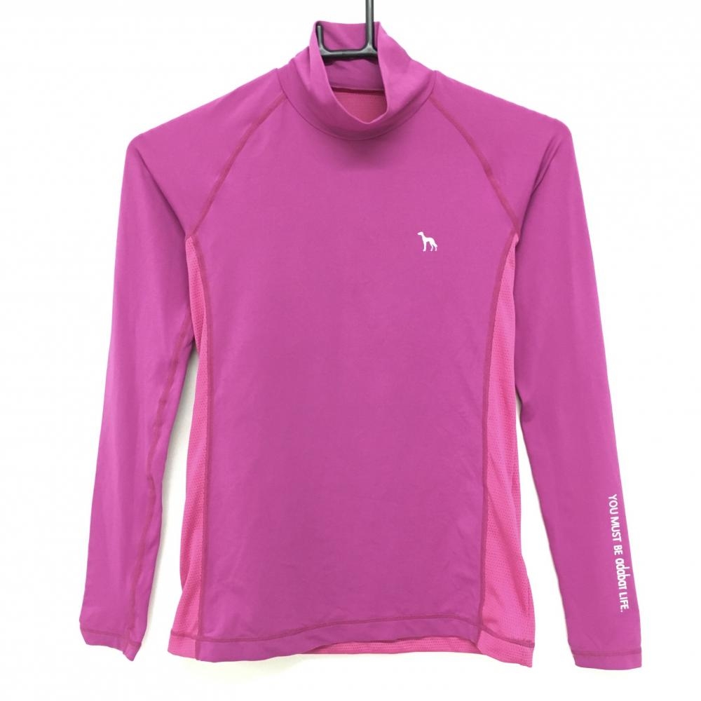 【美品】アダバット ハイネックインナーシャツ ダークピンク 背面メッシュ生地 レディース 36(S) ゴルフウェア adabat