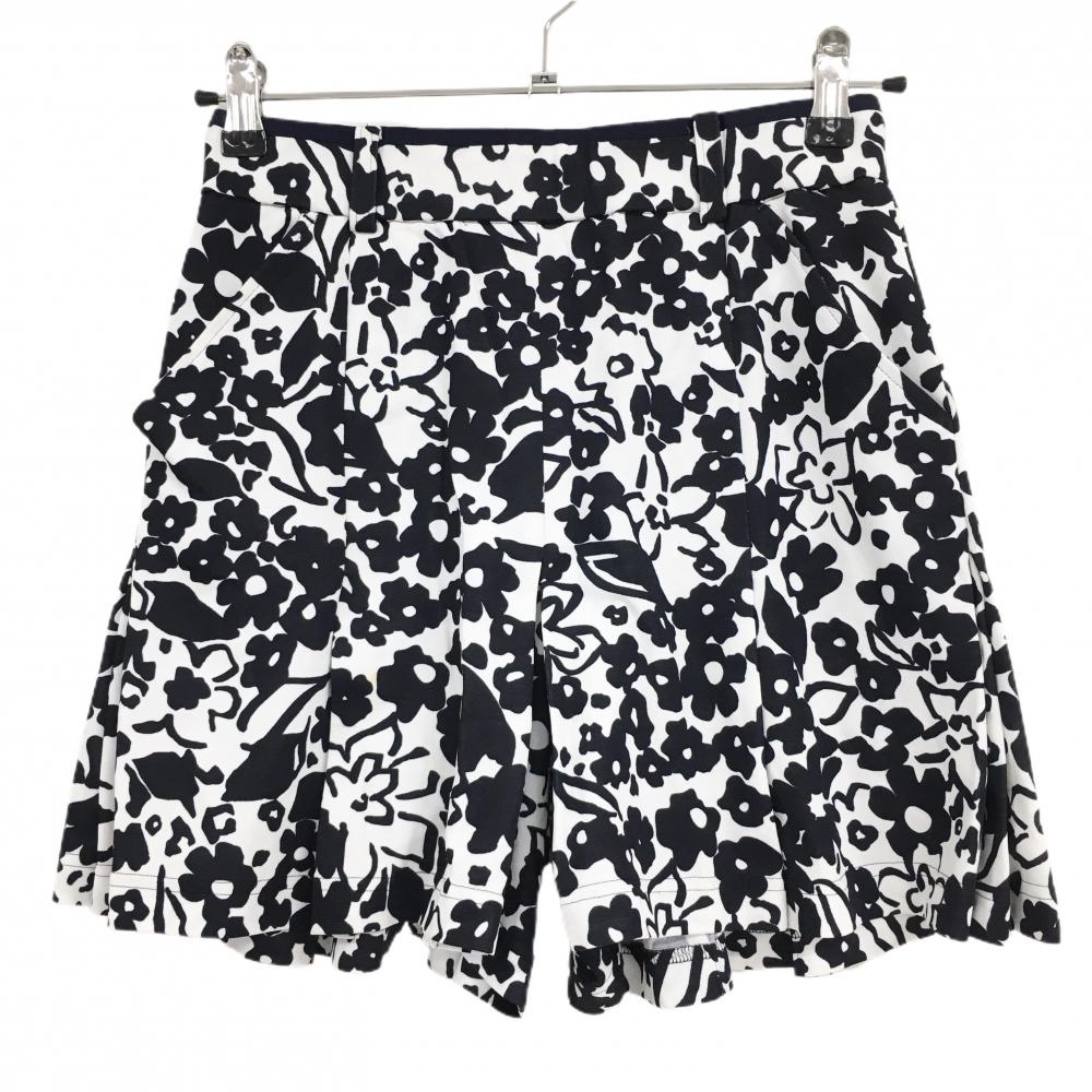 美品】アダバット ショートパンツ 白×ネイビー 花柄 ストレッチ