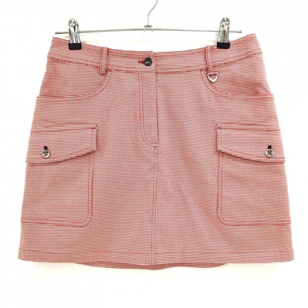 【超美品】アダバット カーゴスカート レッド×白 千鳥格子  レディース 38(M) ゴルフウェア adabat