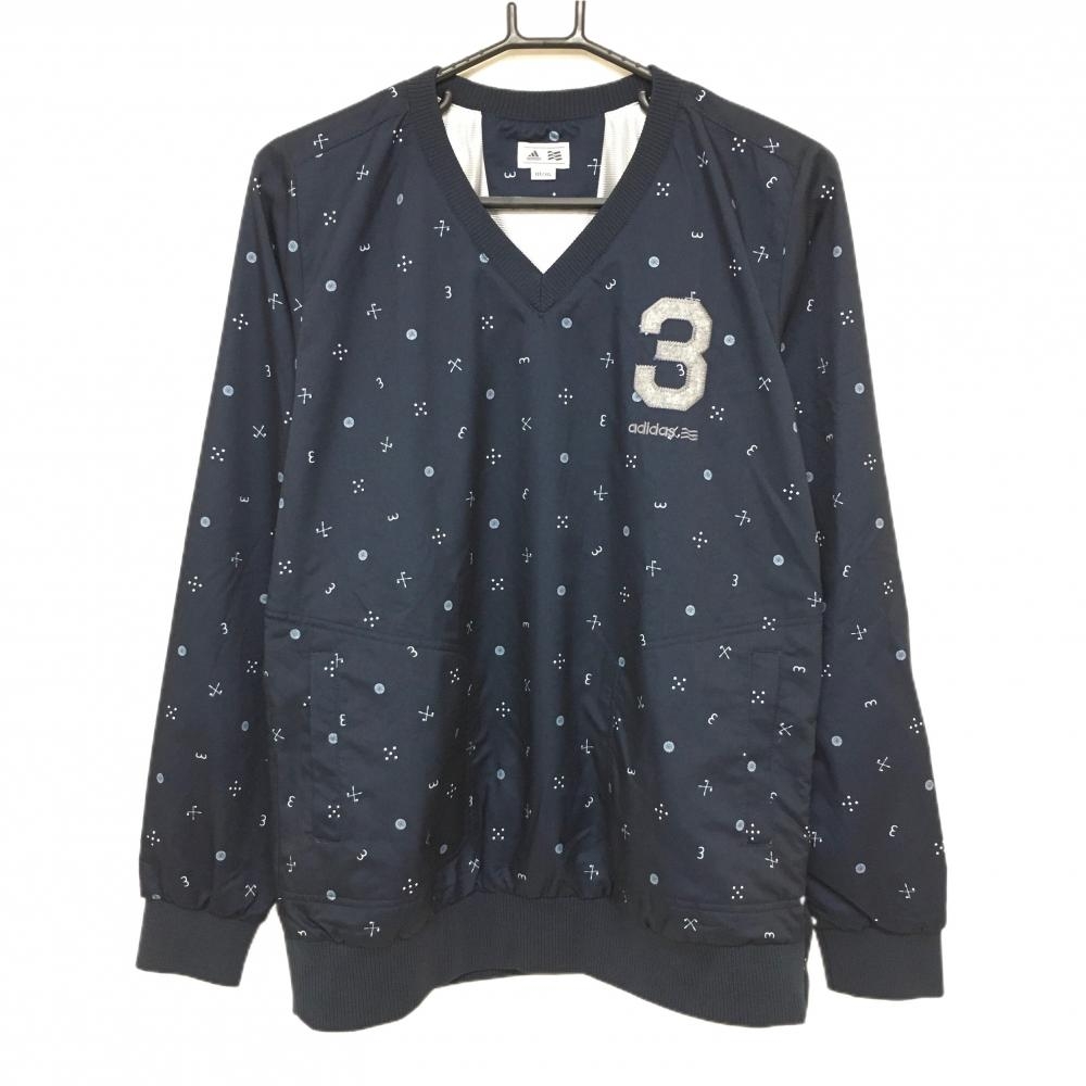 【超美品】アディダス スニード ネイビー 総柄 蓄熱裏地 ブルゾン  レディース OT/XG ゴルフウェア adidas