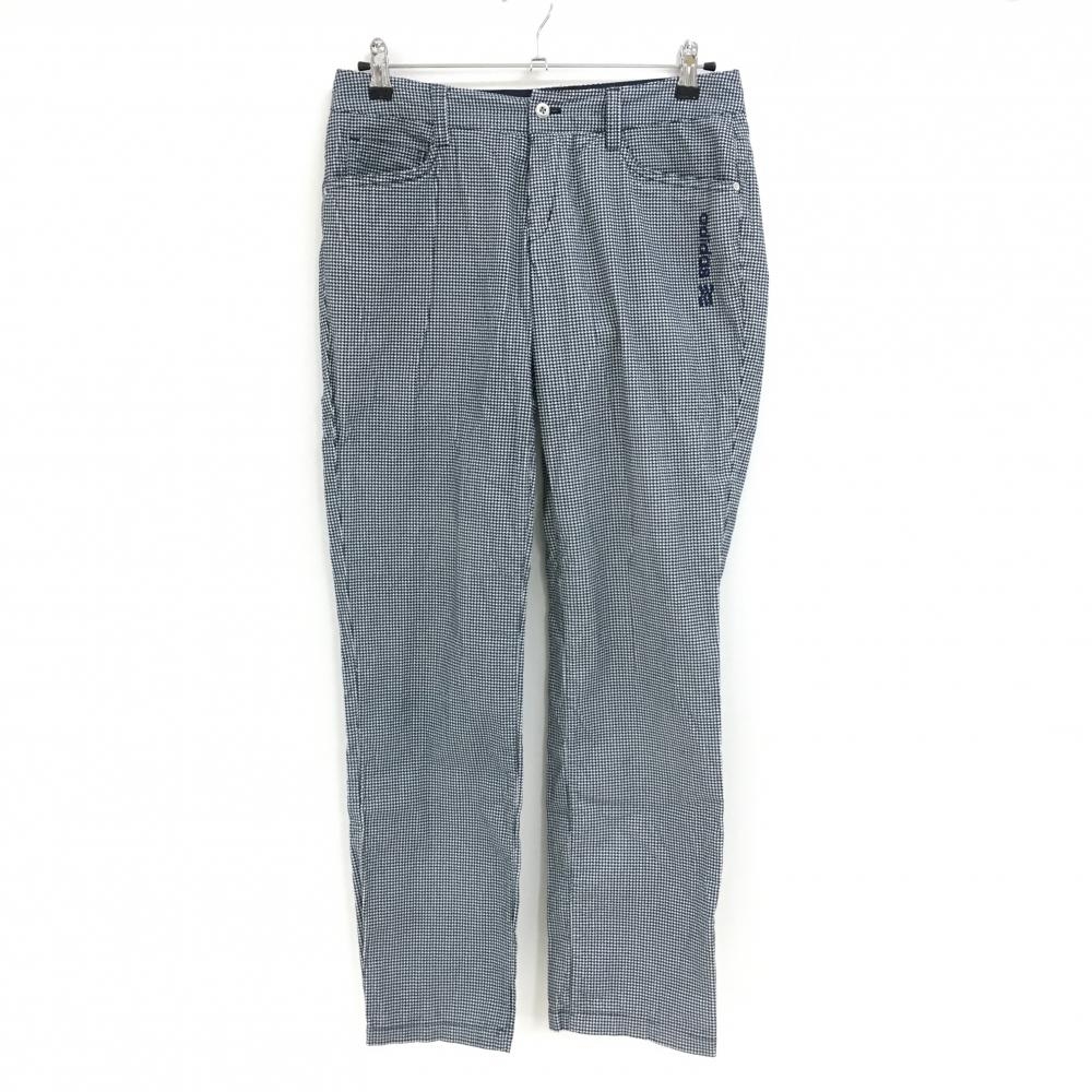 アディダス パンツ 白×ネイビー 千鳥柄 ロゴ刺しゅう レディース L/G ゴルフウェア adidas