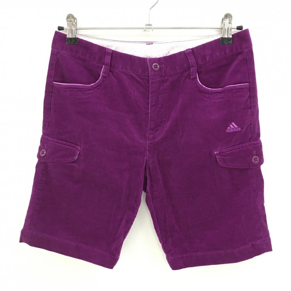 【美品】アディダス カーゴショートパンツ パープル ストレッチ カーゴパンツ  レディース M/M ゴルフウェア adidas