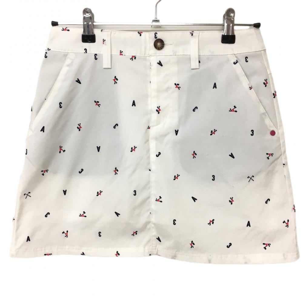 美品】アディダス スカート 白×ダークネイビー 英字柄 数字 裏地付