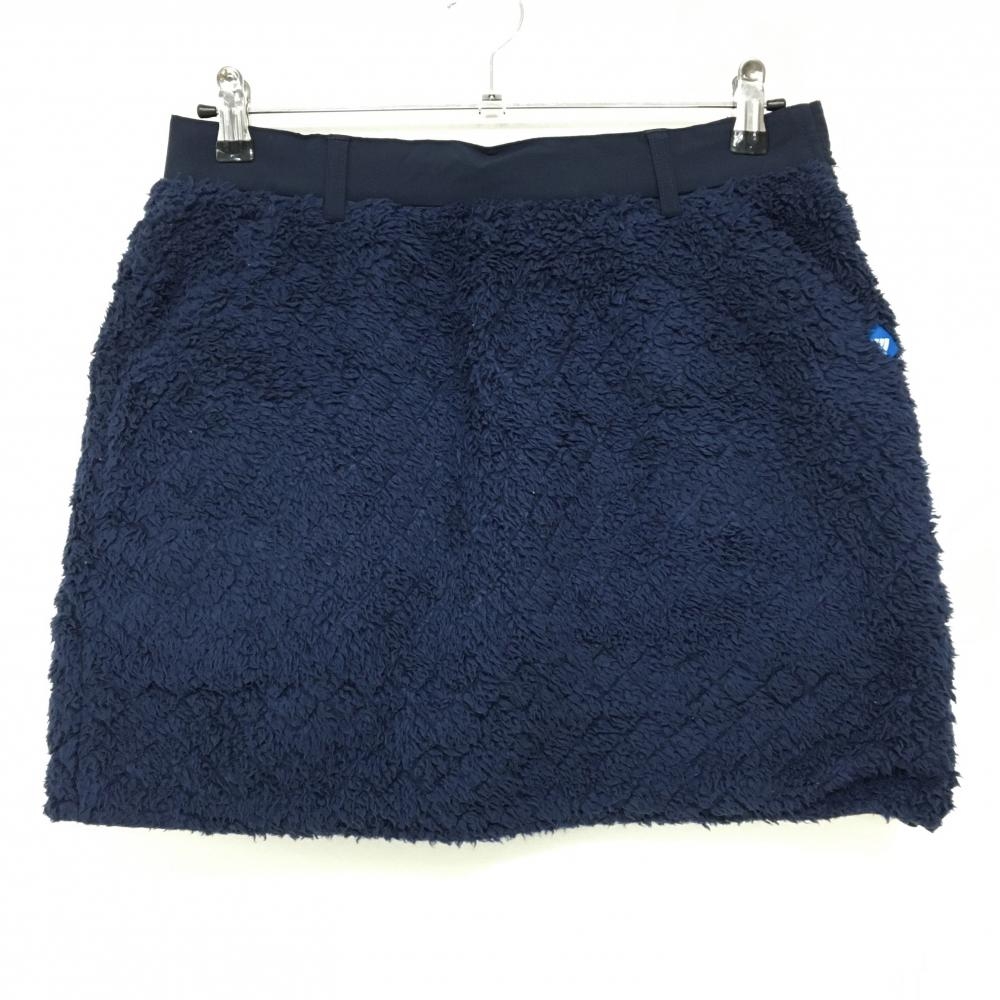 【美品】アディダス リバーシブルスカート ネイビー ボア 裏無地 ボアへたり レディース L/G ゴルフウェア adidas