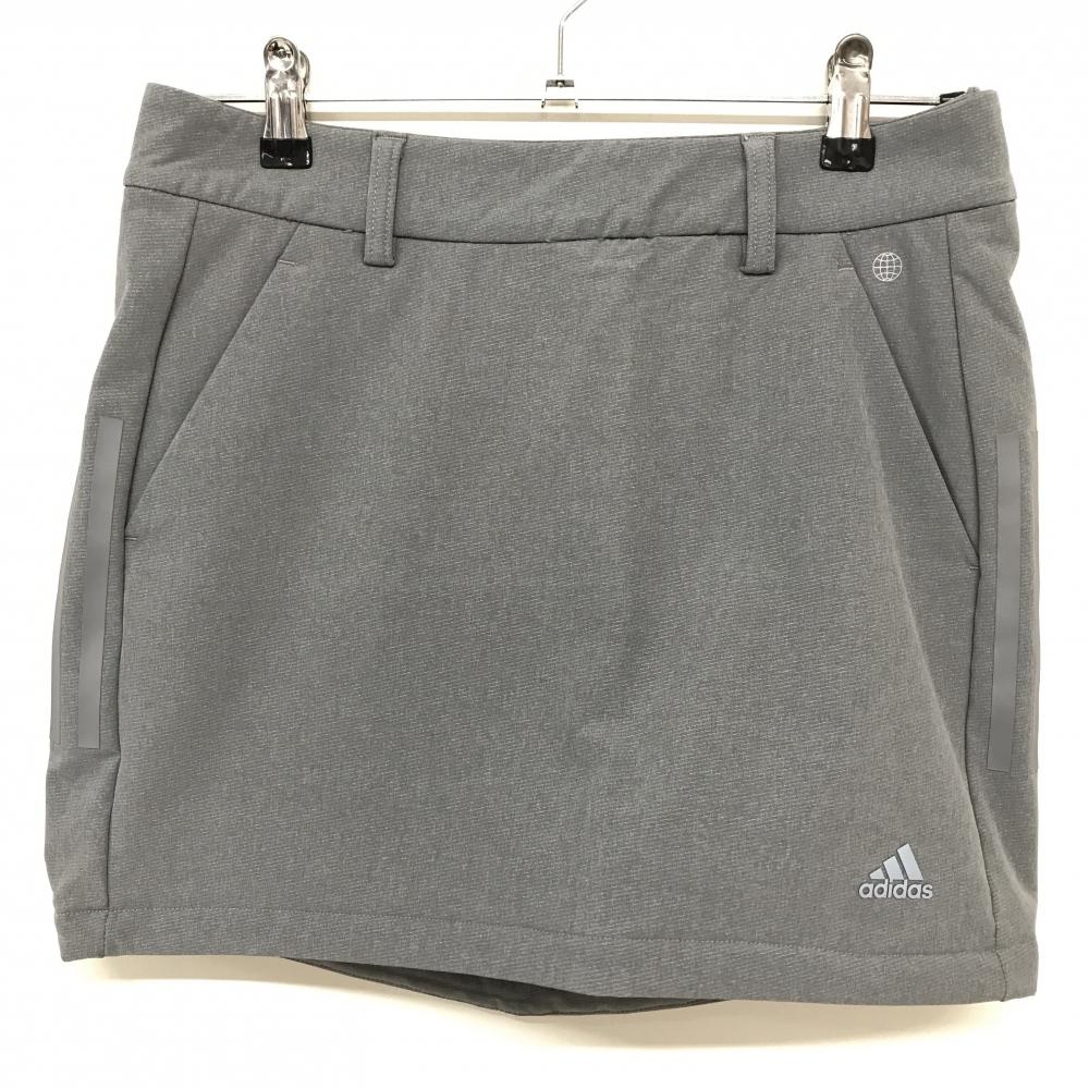 【超美品】アディダス スカート グレー サイド3ライン 裏起毛 内側インナーパンツ レディース L ゴルフウェア adidas