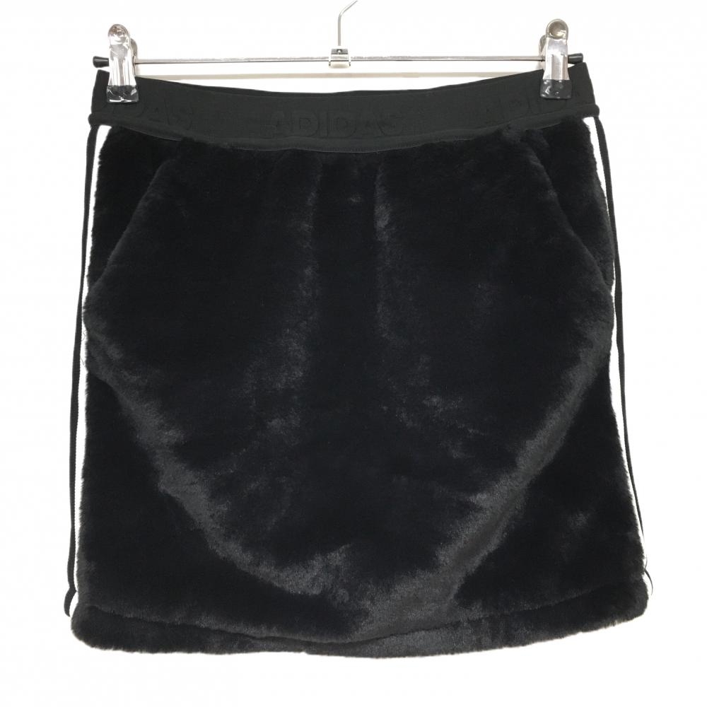 【超美品】アディダス ボアスカート 黒×白 サイド3ライン ウエストゴム レディース J/L ゴルフウェア adidas