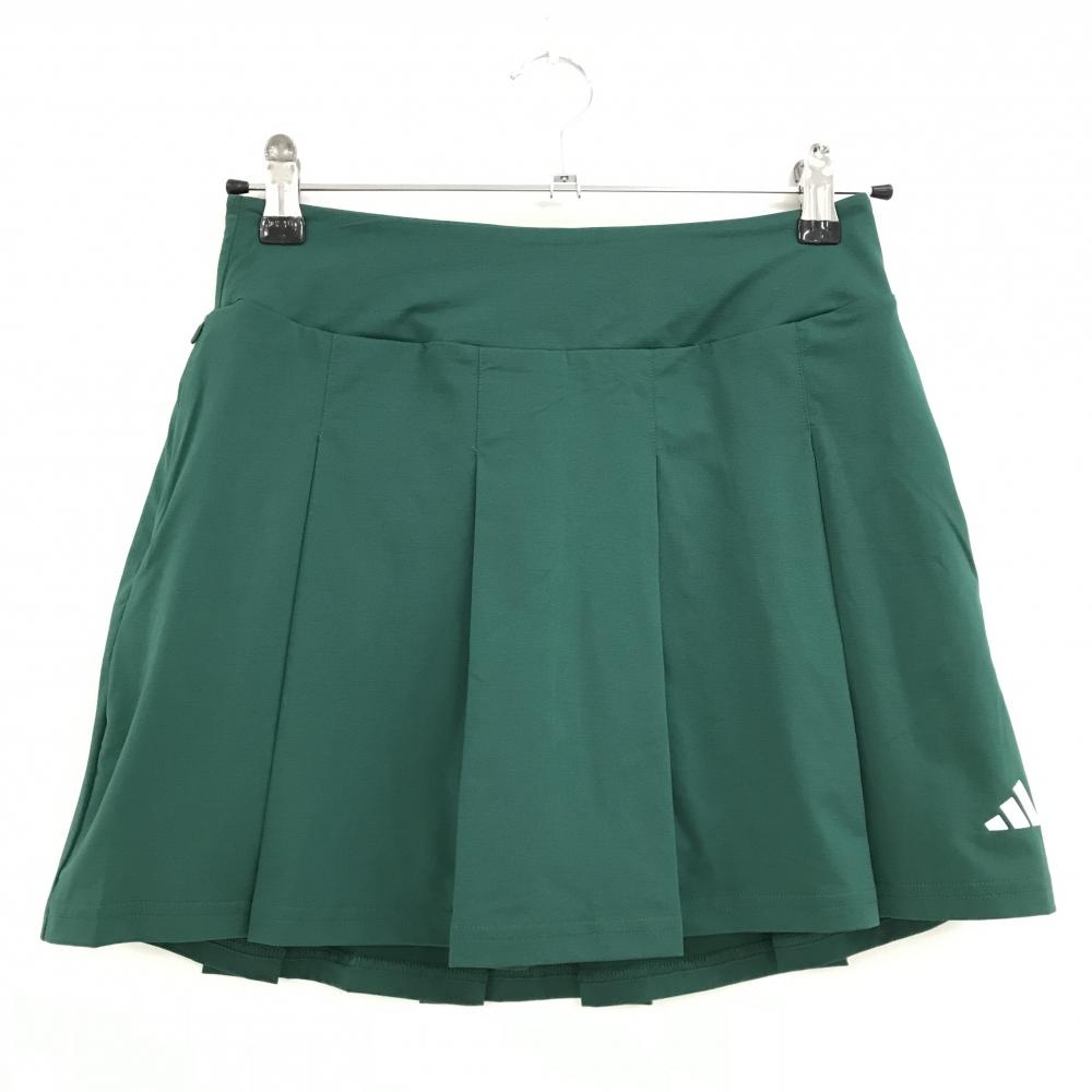 【超美品】アディダス スカート グリーン×白 内側インナーパンツ ボックスプリーツ レディース S ゴルフウェア 2024年モデル adidas