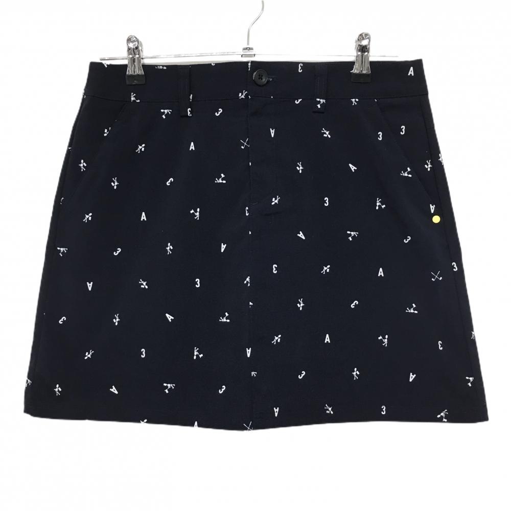 【超美品】アディダス スカート ネイビー×白 総柄 ストレッチ レディース L/G ゴルフウェア adidas