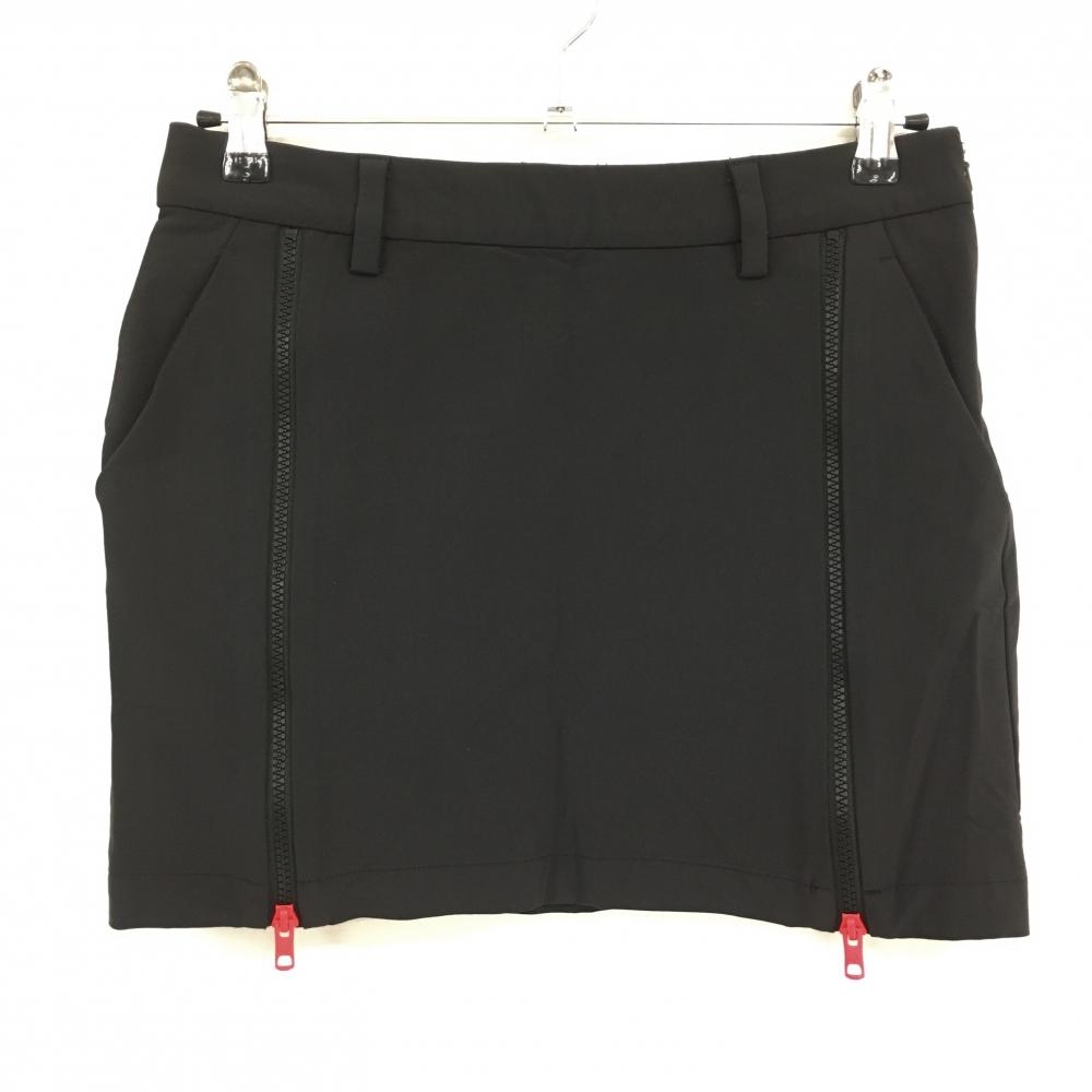 【美品】アディダス スカート 黒×レッド ジップ 一部メッシュ  レディース M ゴルフウェア adidas