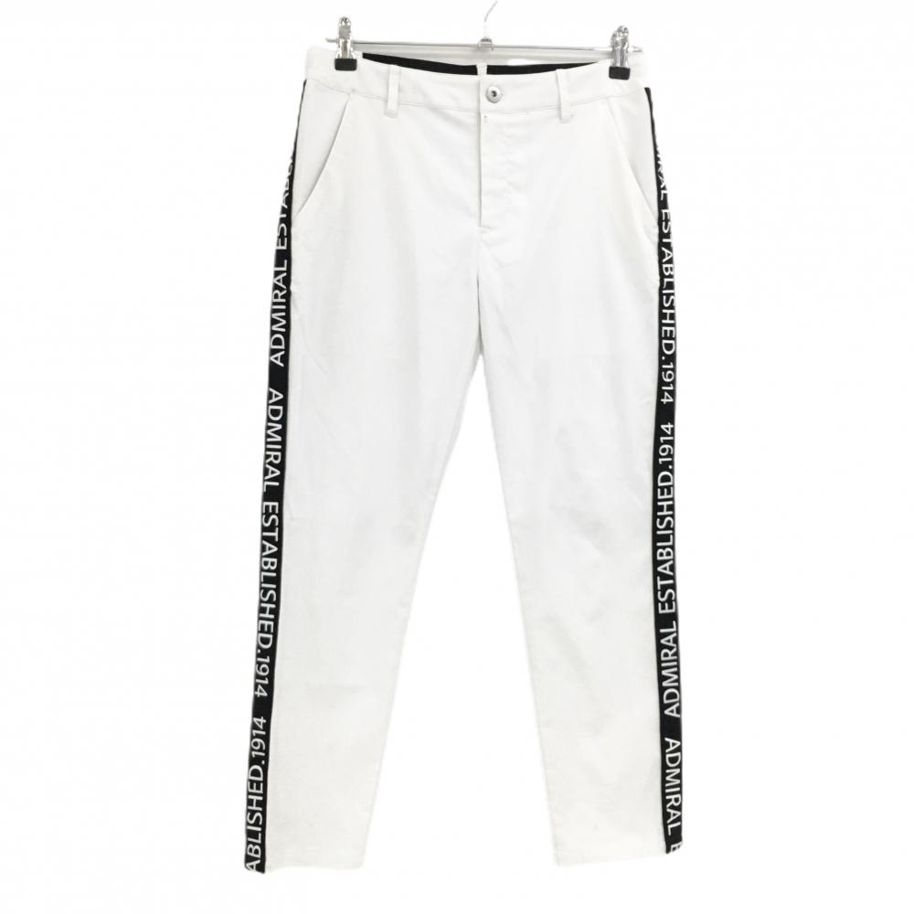 アドミラル パンツ 白×黒 サイドロゴライン ウエスト一部ゴム  レディース L ゴルフウェア Admiral