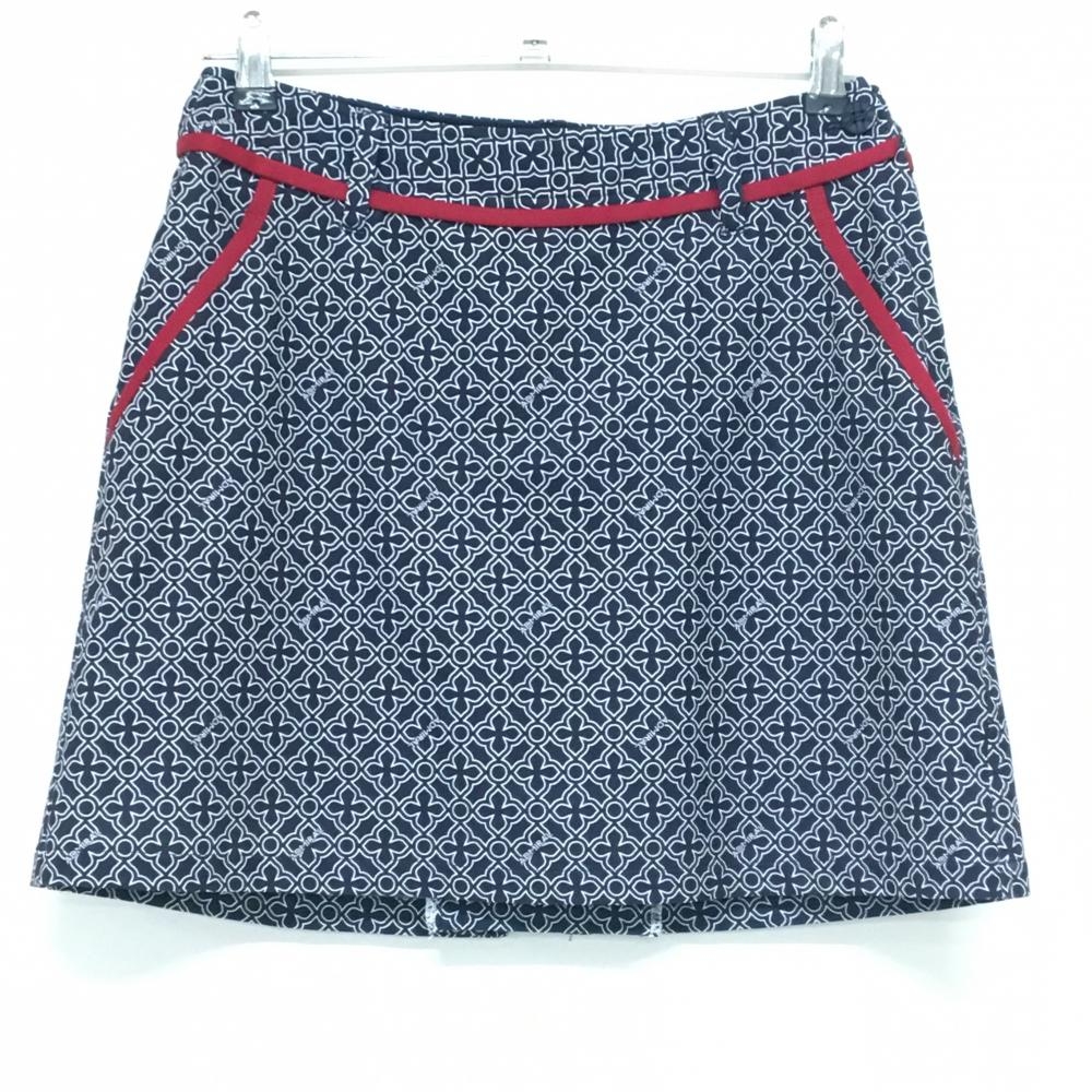 【超美品】アドミラル スカート ネイビー×白 総柄 内側インナーパンツ レディース L ゴルフウェア Admiral