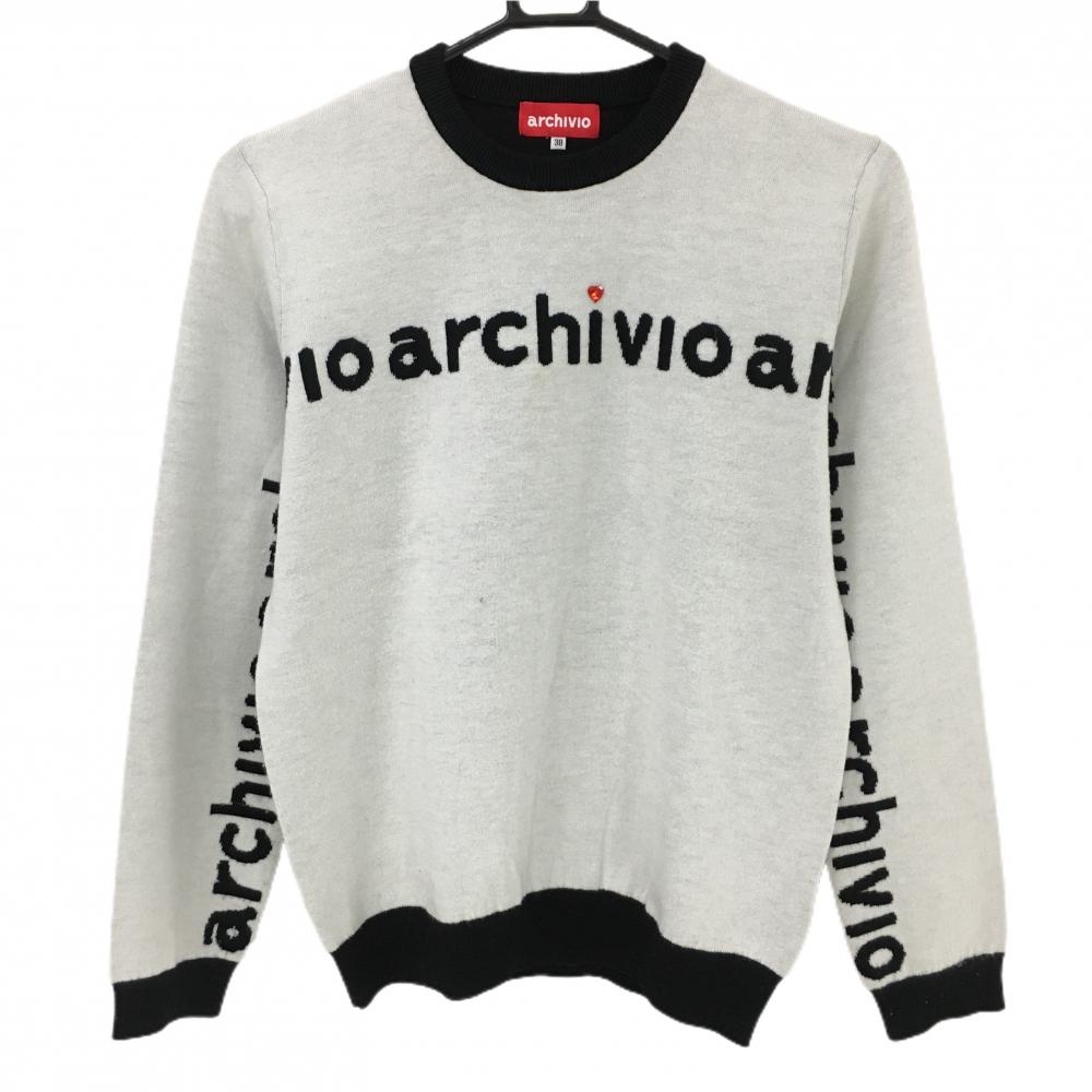 アルチビオ セーター 白×黒 ニット ウール混 レディース 38(M) ゴルフウェア archivio