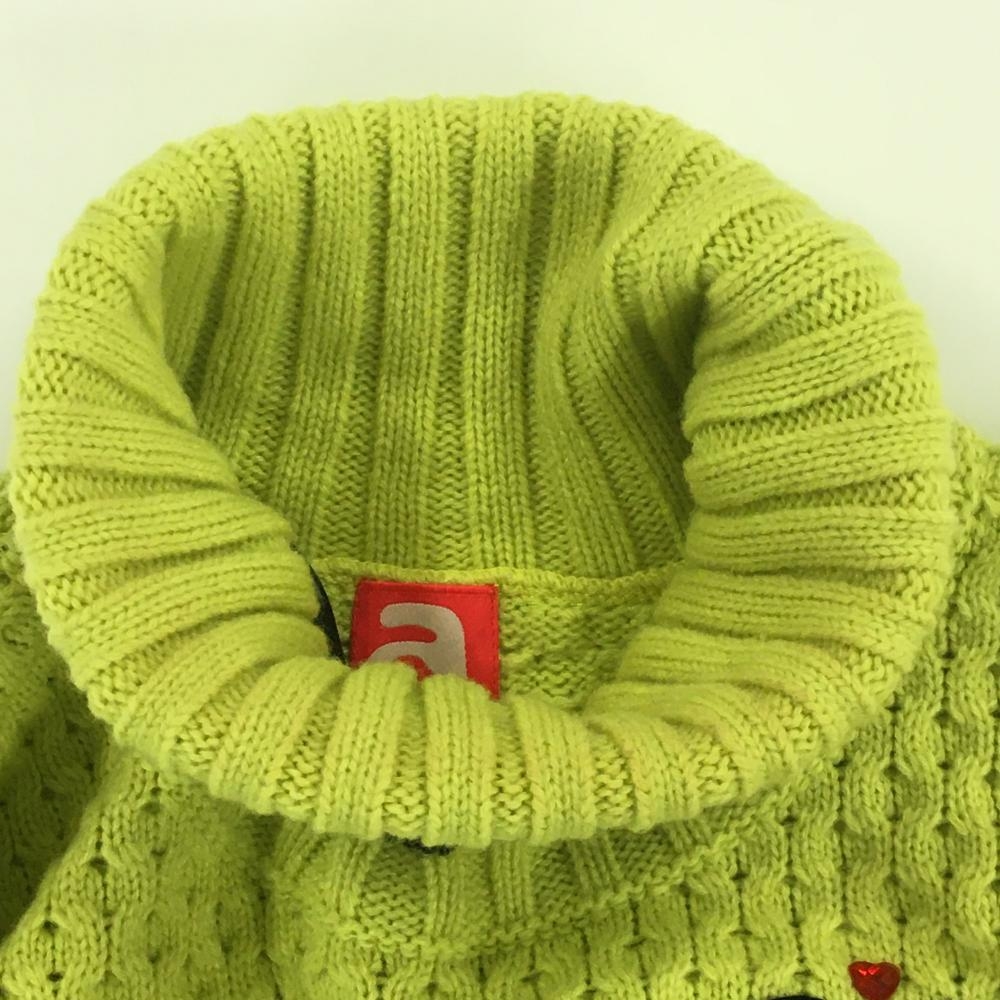 アルチビオ タートルネックセーター グリーンイエロー 身頃ケーブル