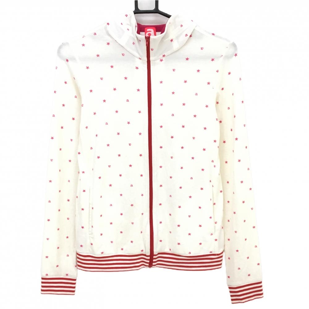 アルチビオ ブルゾン 白×ピンク 星柄 表微起毛 レディース 38(M) ゴルフウェア archivio