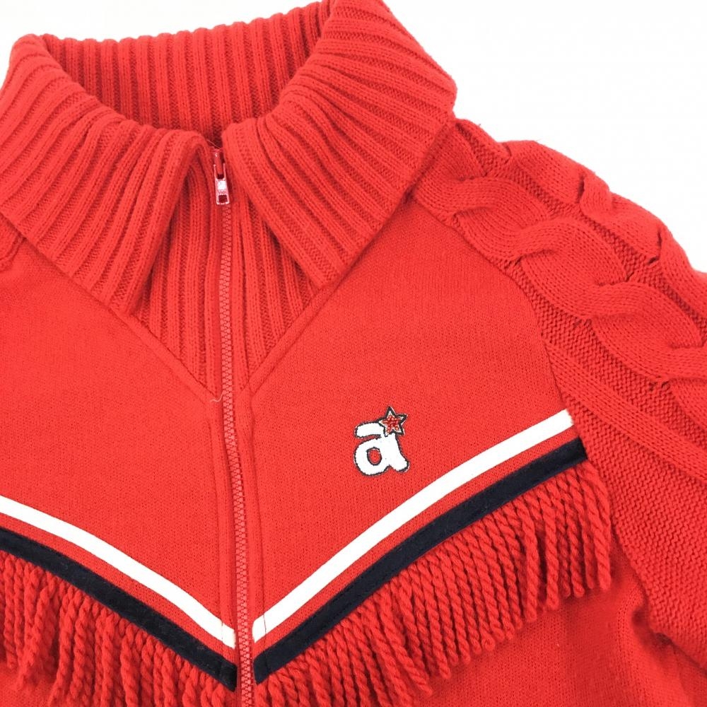 【美品】アルチビオ上下セット　サイズ36/S レッド 赤 アルチビオ ニットジャケット レッド×白×ネイビー 胸フリンジ ウール混
