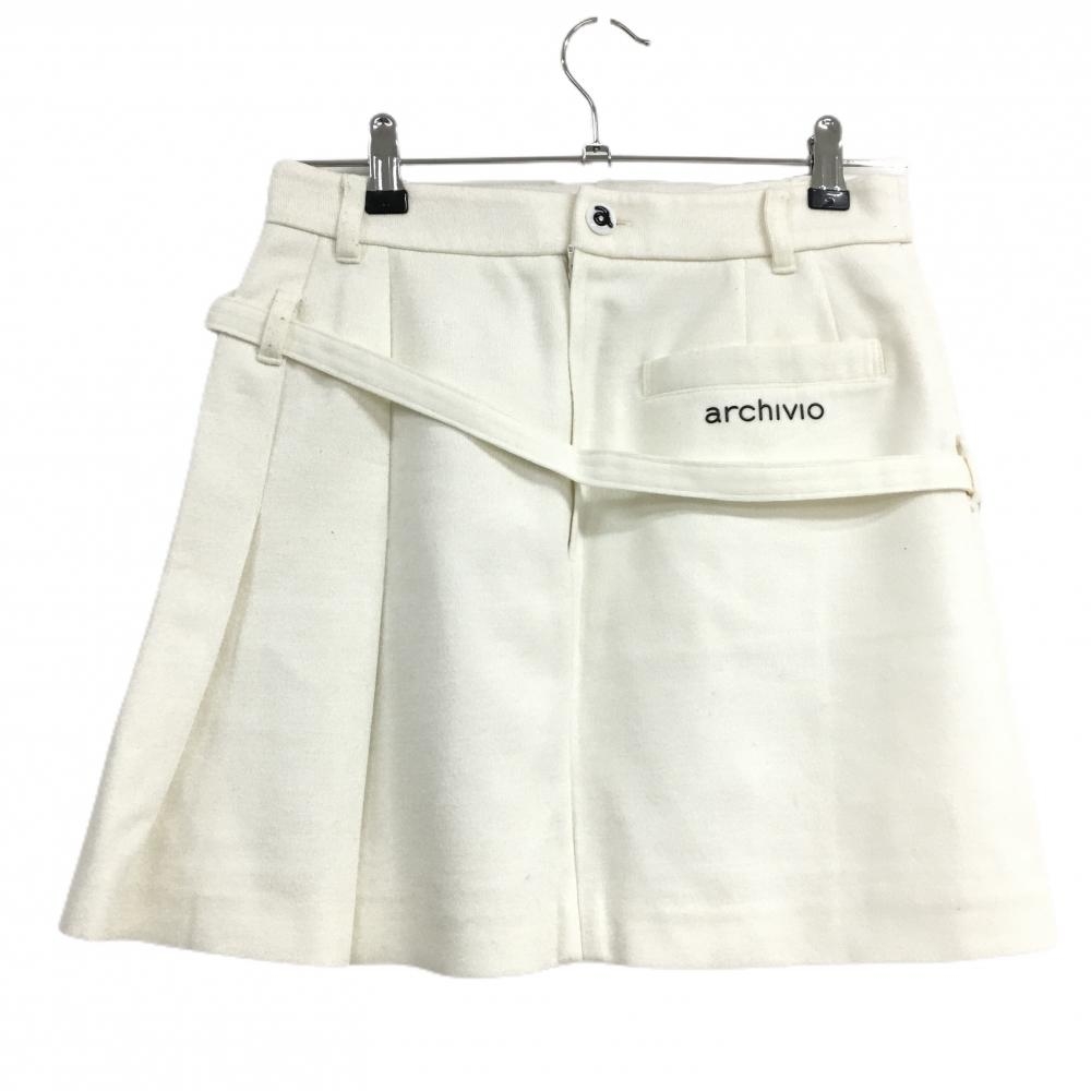 【美品】アルチビオ ニットスカート 白 ウール混 ポーチ着脱可 裏地付  レディース 38(M) ゴルフウェア 2024年モデル archivio