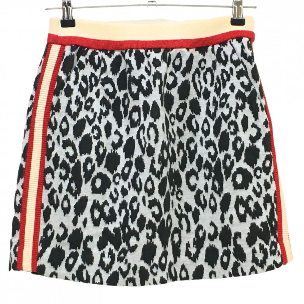 【美品】アルチビオ スカート 黒×白×レッド レオパード柄 裏地付  レディース 38(M) ゴルフウェア archivio