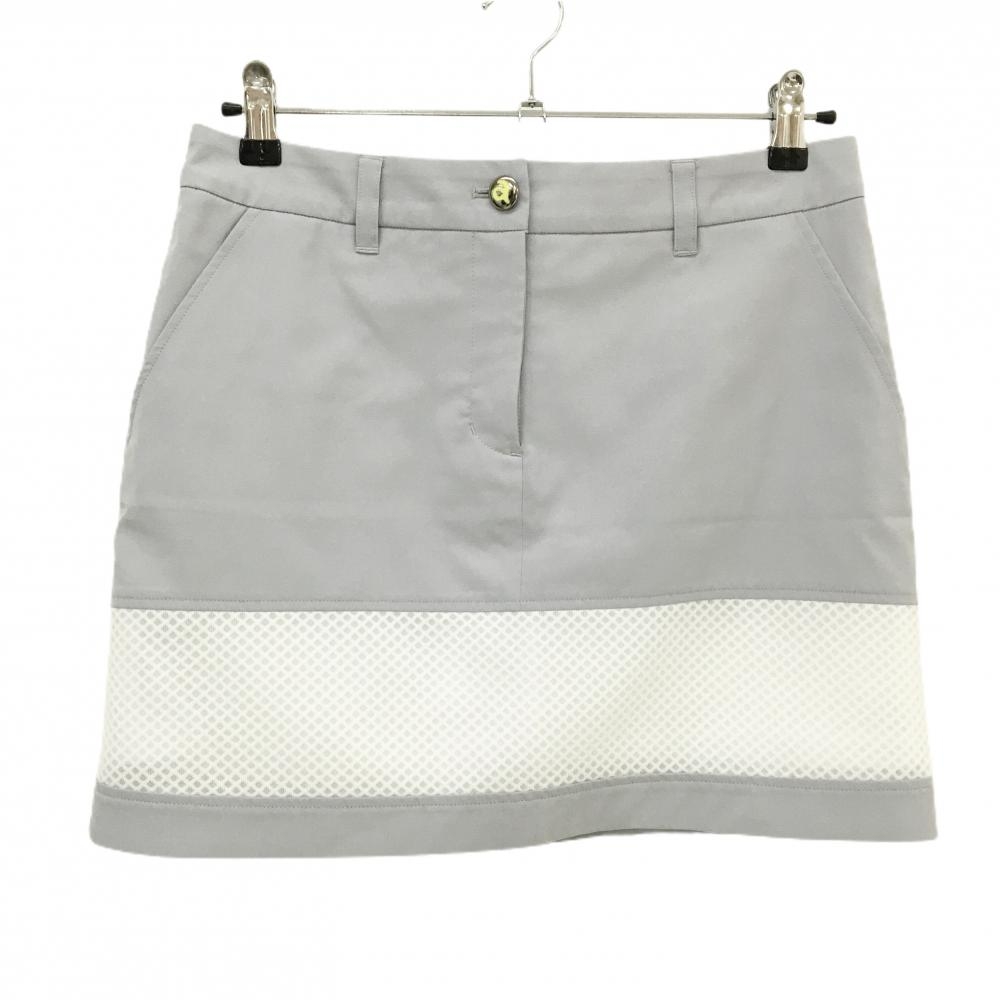 【超美品】アルチビオ スカート グレー×白 裾メッシュ調 ストレッチ レディース 40(L) ゴルフウェア archivio