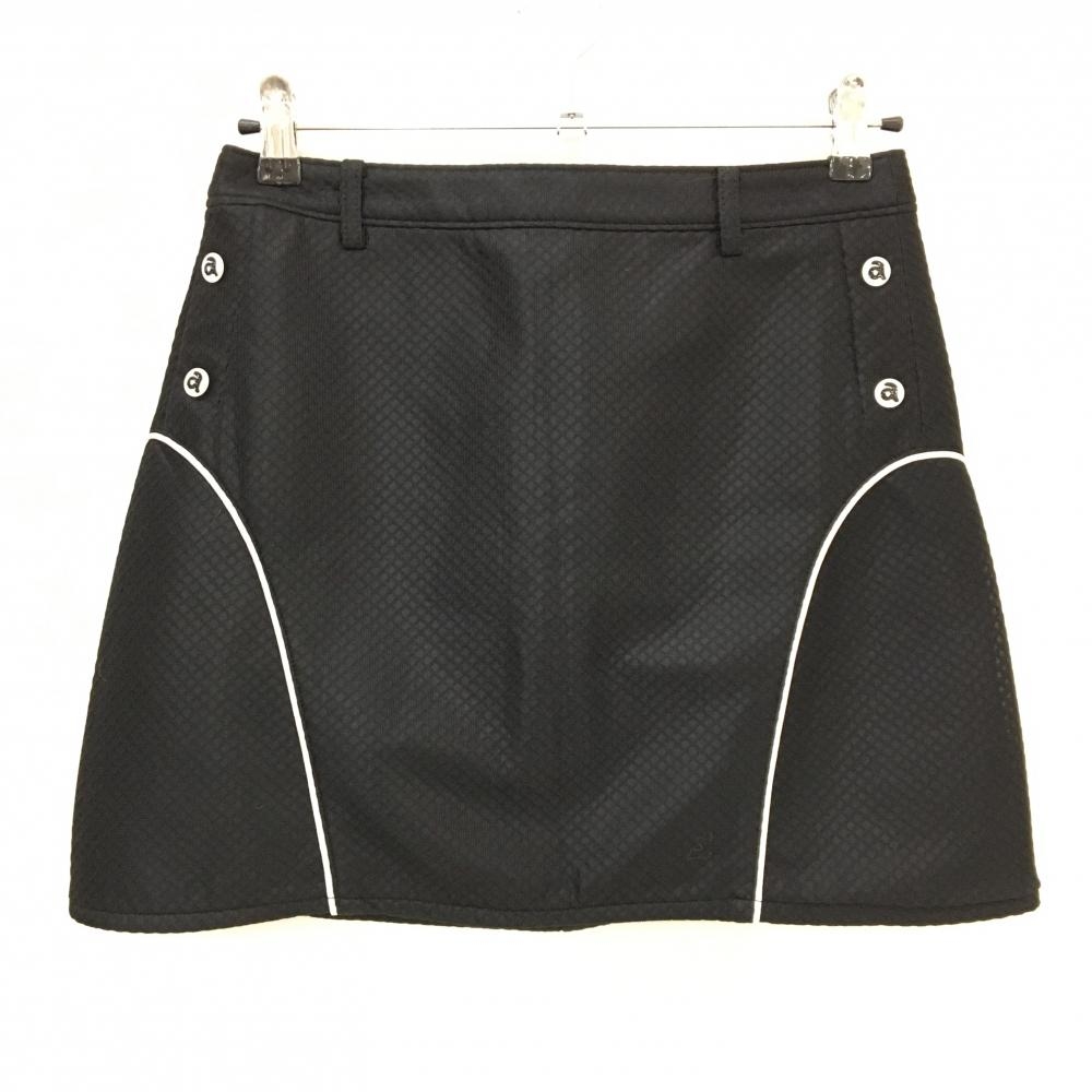 【超美品】アルチビオ スカート 黒 ブロック柄地模様 パイピング レディース 40(L) ゴルフウェア archivio