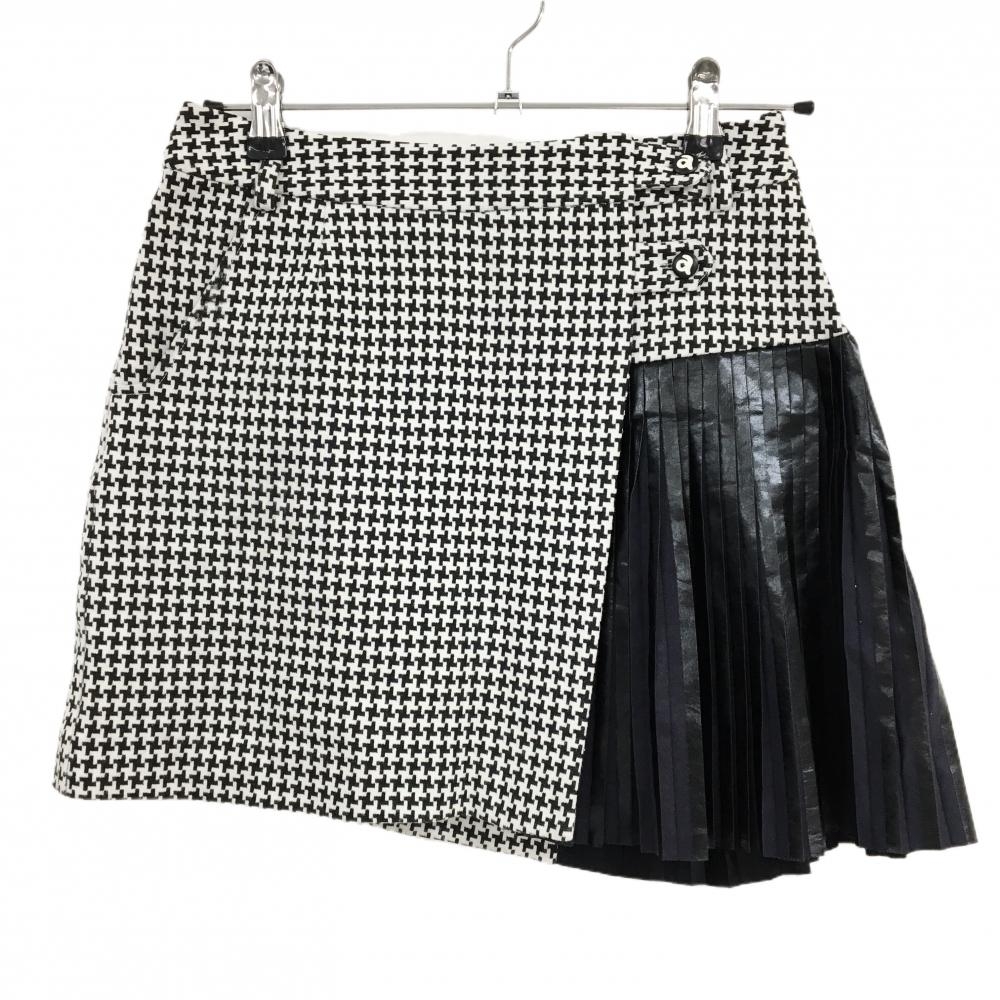 アルチビオ スカート 白×黒 総柄 サイドプリーツ 裏地付 レディース 38(M) ゴルフウェア archivio