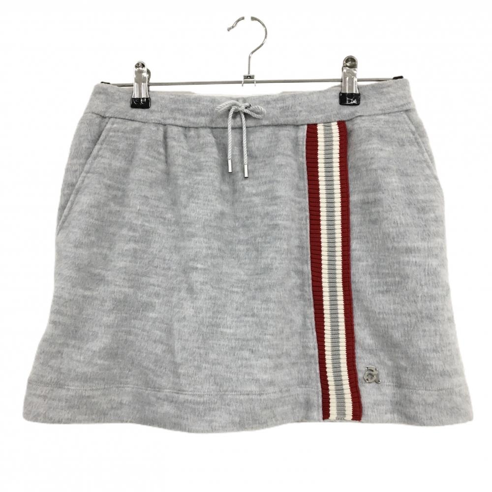 【美品】アルチビオ ニットスカート グレー×レッド 一部ニットライン 蓄熱裏地 アンゴラ混  レディース 40(L) ゴルフウェア archivio