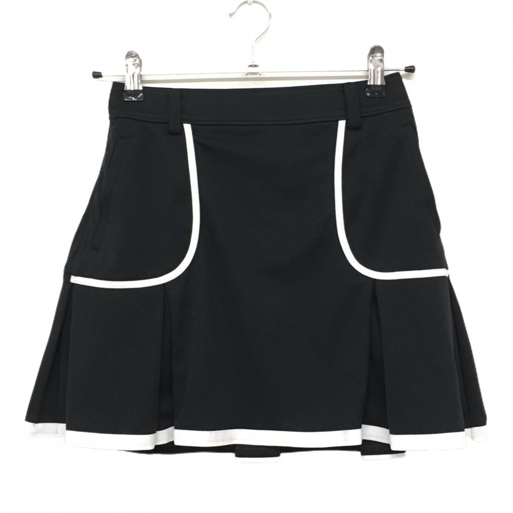 【超美品】アルチビオ スカート 黒×白 後ろロゴ 裏地付き レディース 38(M) ゴルフウェア archivio