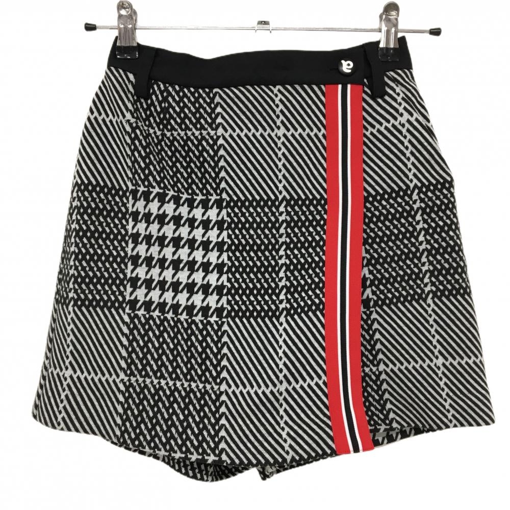 【超美品】アルチビオ キュロットスカート 白×黒 千鳥格子 裏地付 レディース 36(S) ゴルフウェア archivio