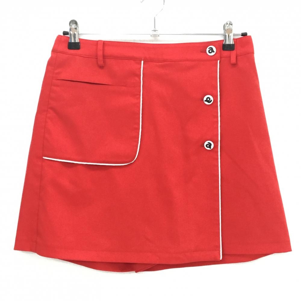 【美品】アルチビオ キュロットスカート レッド×白×黒 ロゴボタン ストレッチ  レディース 40(L) ゴルフウェア archivio