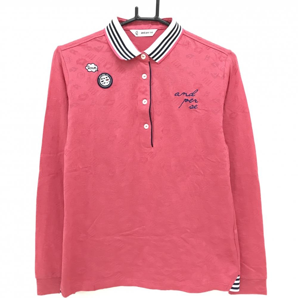 【新品タグ付き】and per se長袖ポロシャツ レディース ゴルフウェア 未使用品 レディース アンパスィ and per se 長袖ポロシャツ L 赤