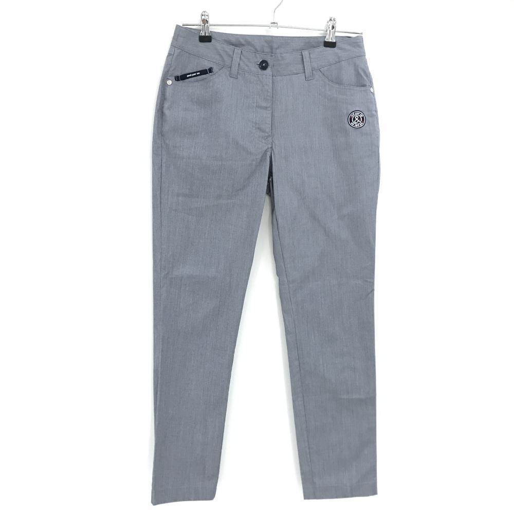 【超美品】アンパスィ パンツ 杢ネイビー系 ロゴ刺しゅう レディース M ゴルフウェア and per se