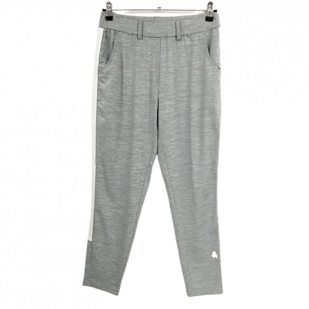 【超美品】アンパスィ パンツ 杢グレー×白 サイドライン ウエストゴム ストレッチ  レディース L ゴルフウェア and per se