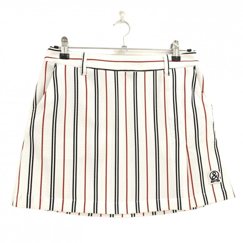 アンパスィ スカート 白×レッド ストライプ レディース L ゴルフウェア and per se