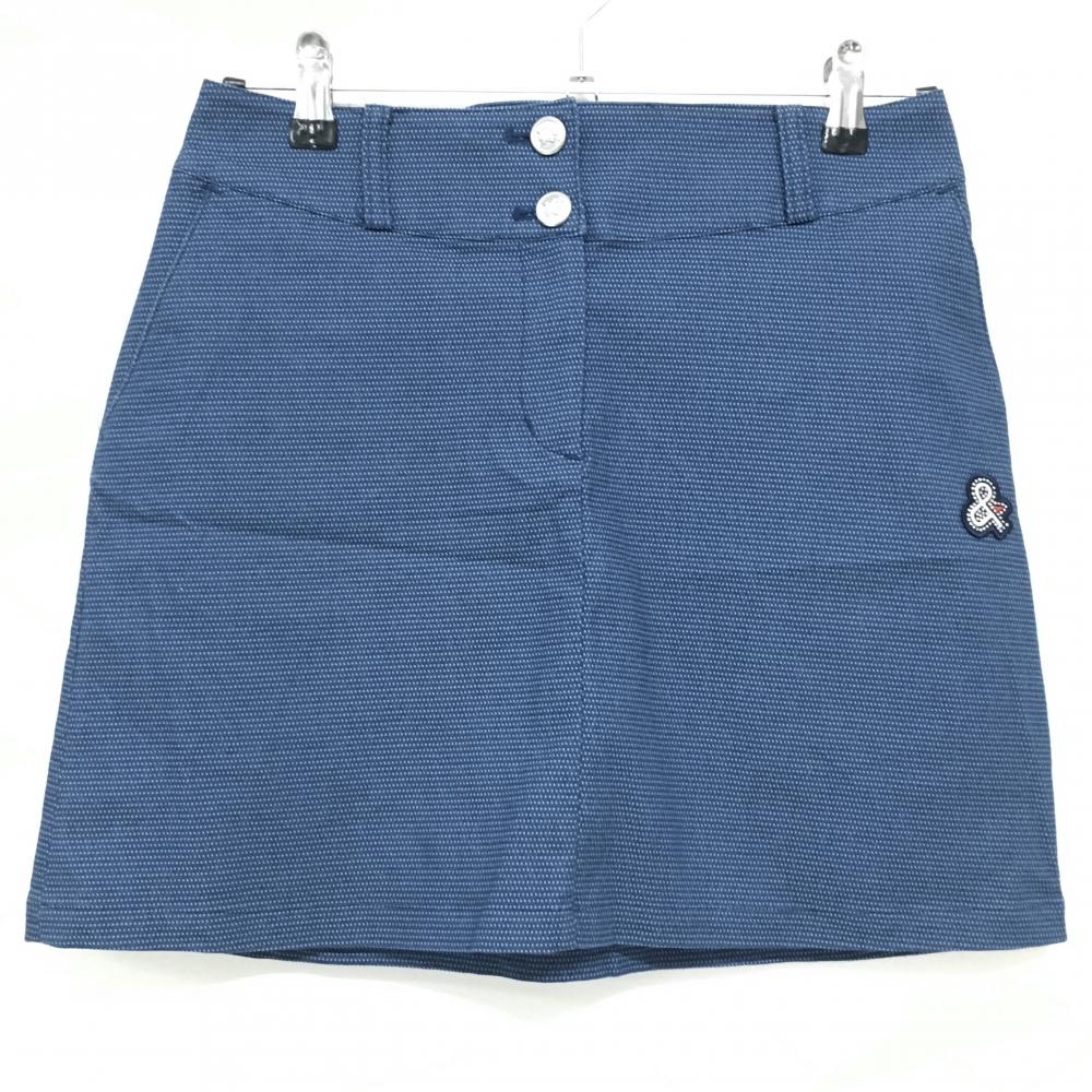 【美品】アンパスィ スカート ネイビー 地模様 ロゴ ラインストーン レディース M ゴルフウェア and per se