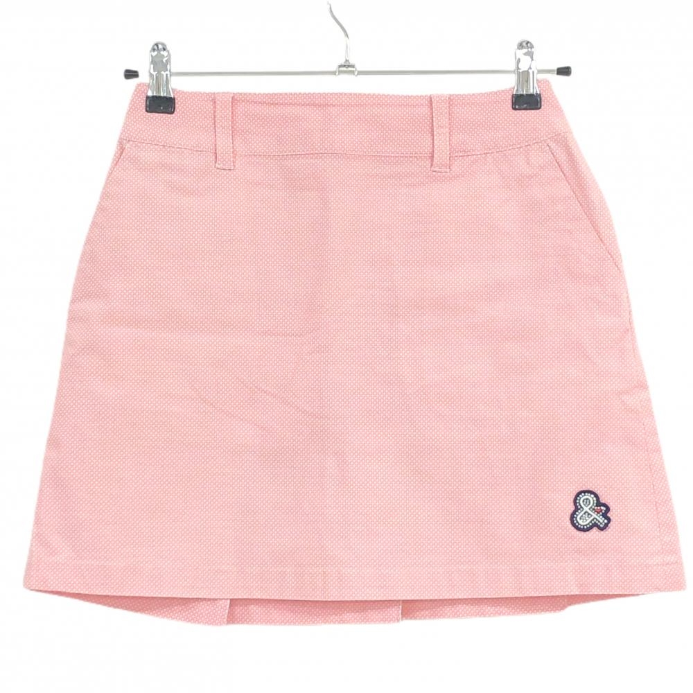 【美品】アンパスィ スカート ピンク×白 地模様 ワッペン ラインストーン ストレッチ レディース S ゴルフウェア and per se
