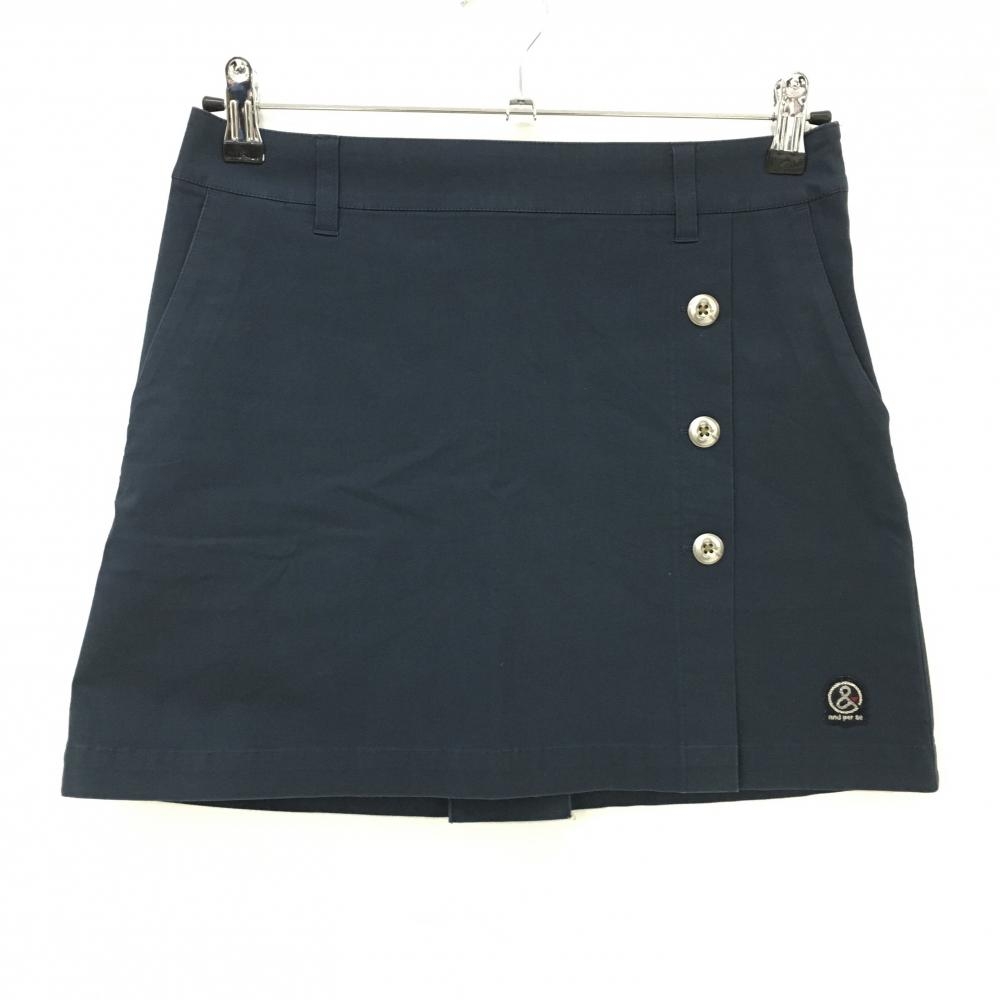 アンパスィ スカート ネイビー ボタン 裾ロゴ ストレッチ レディース M ゴルフウェア and per se