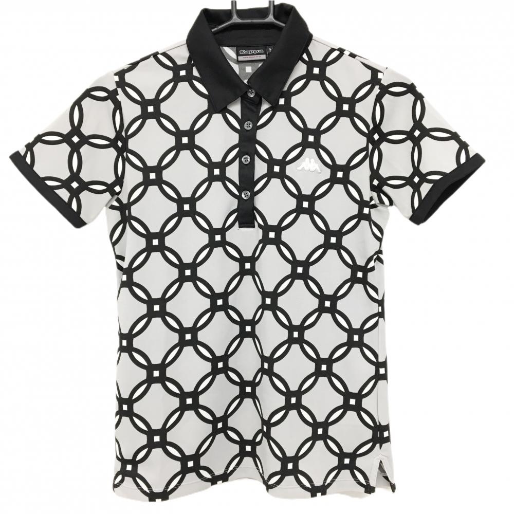 【美品】カッパ 半袖ポロシャツ グレー×黒 総柄  レディース M ゴルフウェア Kappa