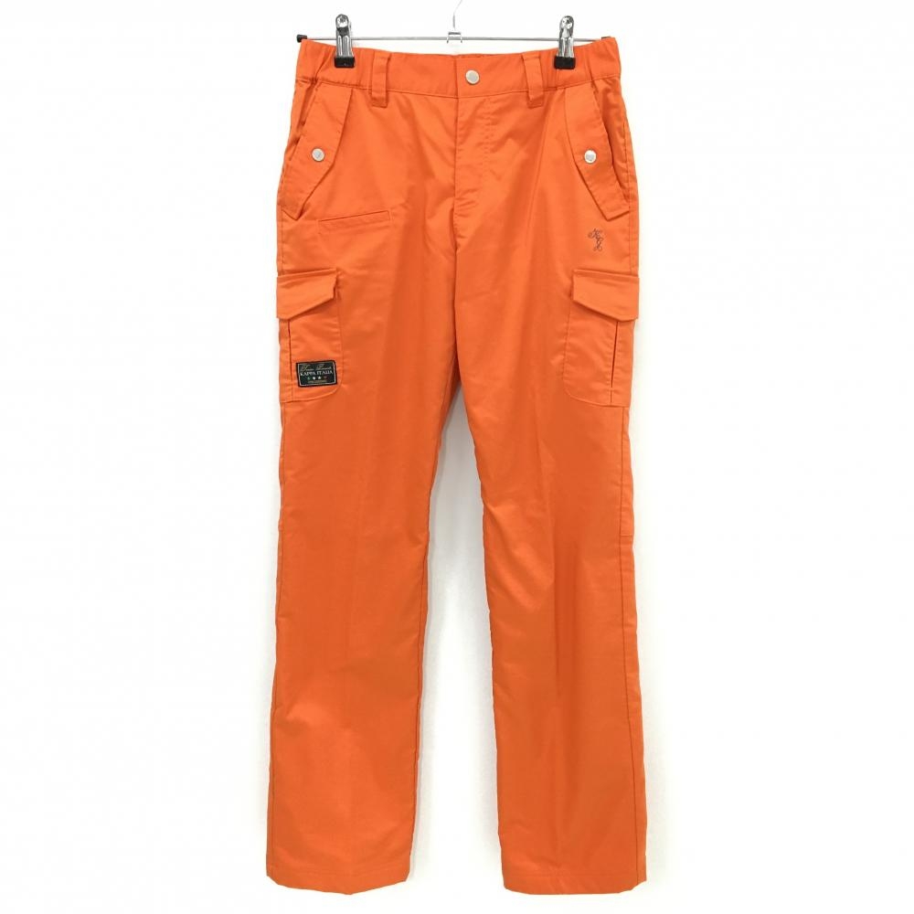 【超美品】カッパ カーゴパンツ オレンジ マルチポケット ウエスト後ろゴム 内側メッシュ地 レディース M ゴルフウェア Kappa