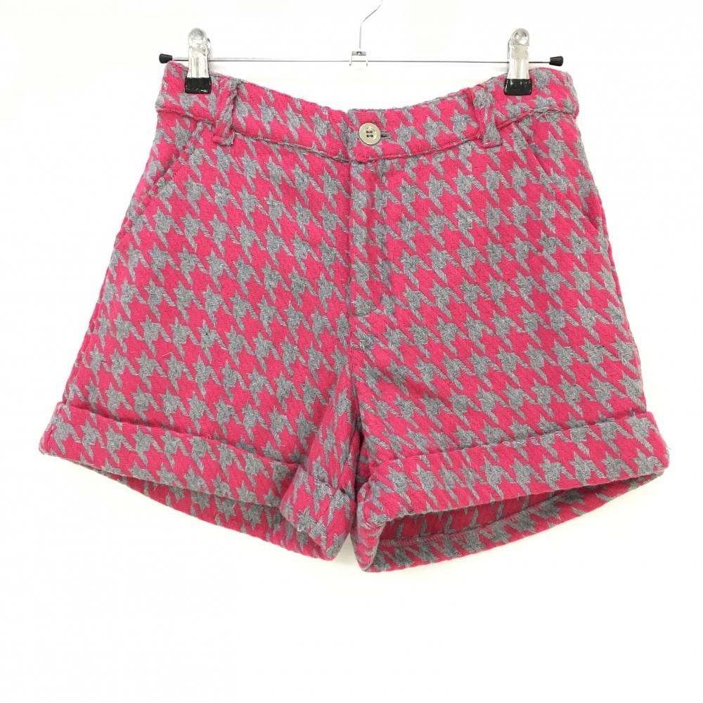 【新品】キスオンザグリーン ショートパンツ ピンク×グレー 千鳥格子 総柄 ニット地  レディース M ゴルフウェア kiss on the green 画像