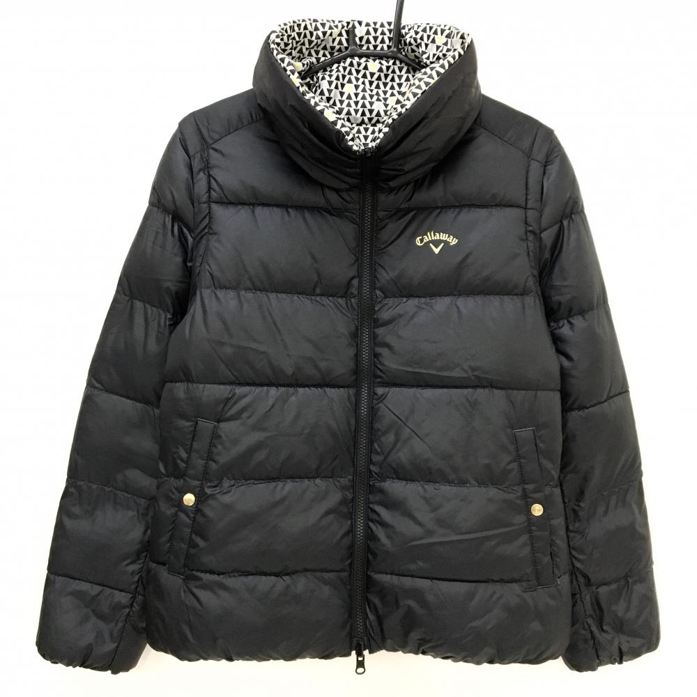 キャロウェイ 4WAYリバーシブルダウンジャケット 黒×白 三角 袖着脱可 レディース L ゴルフウェア Callaway