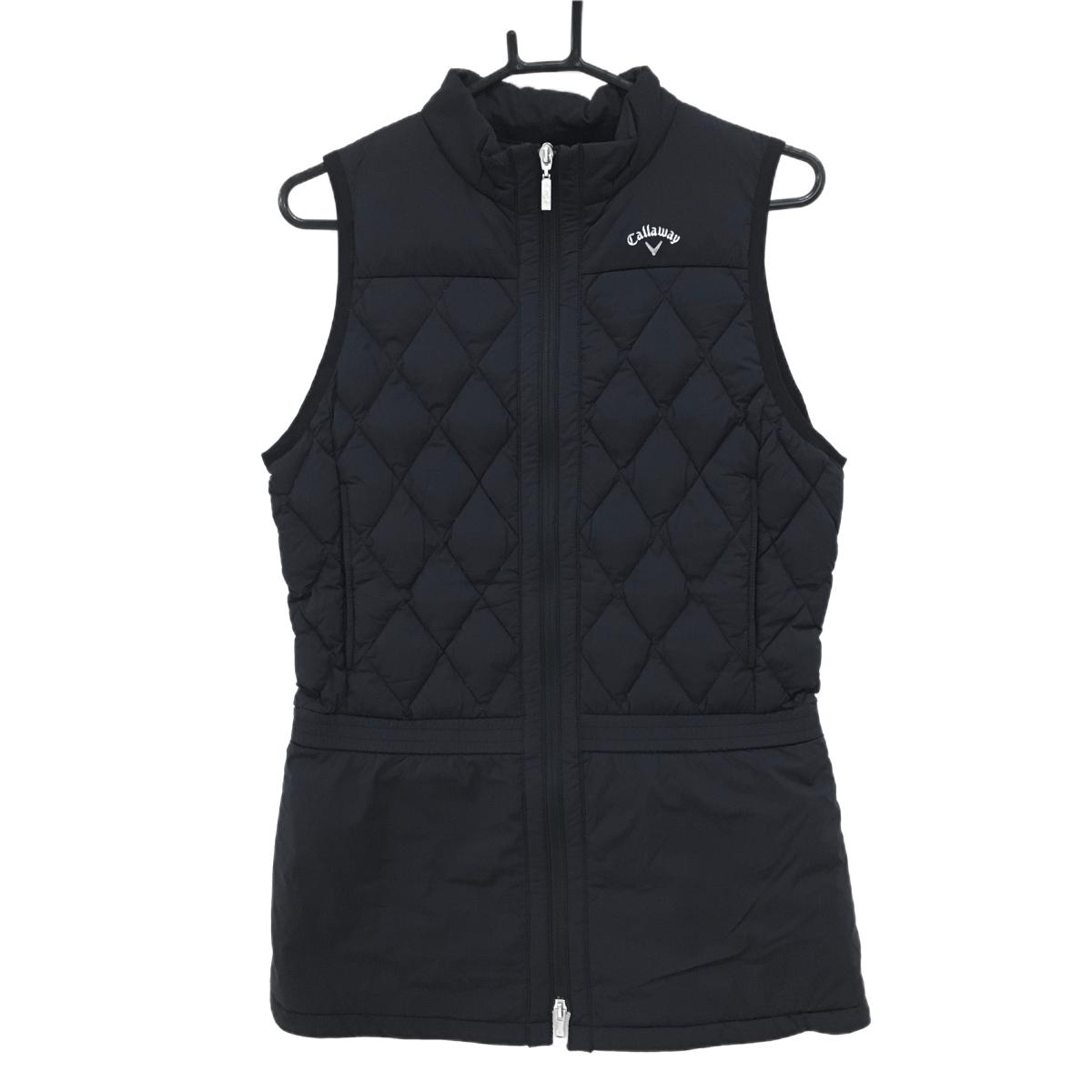 【美品】キャロウェイ ダウンワンピース 黒 ダイヤ型キルティング 上身頃ダウン スカート部中綿  レディース M ゴルフウェア Callaway
