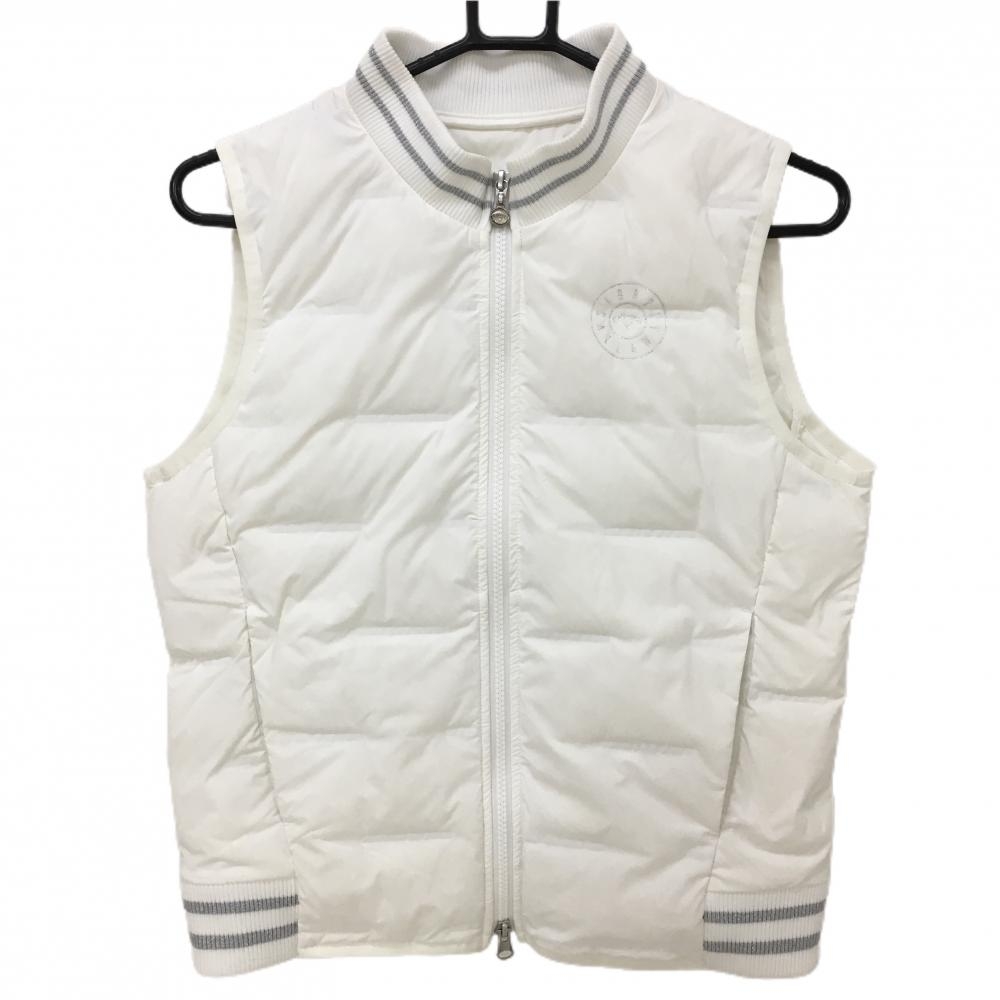 美品】キャロウェイ ダウンベスト 白×シルバー ロゴプリント