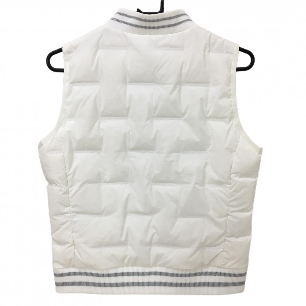 美品】キャロウェイ ダウンベスト 白×シルバー ロゴプリント リブ部