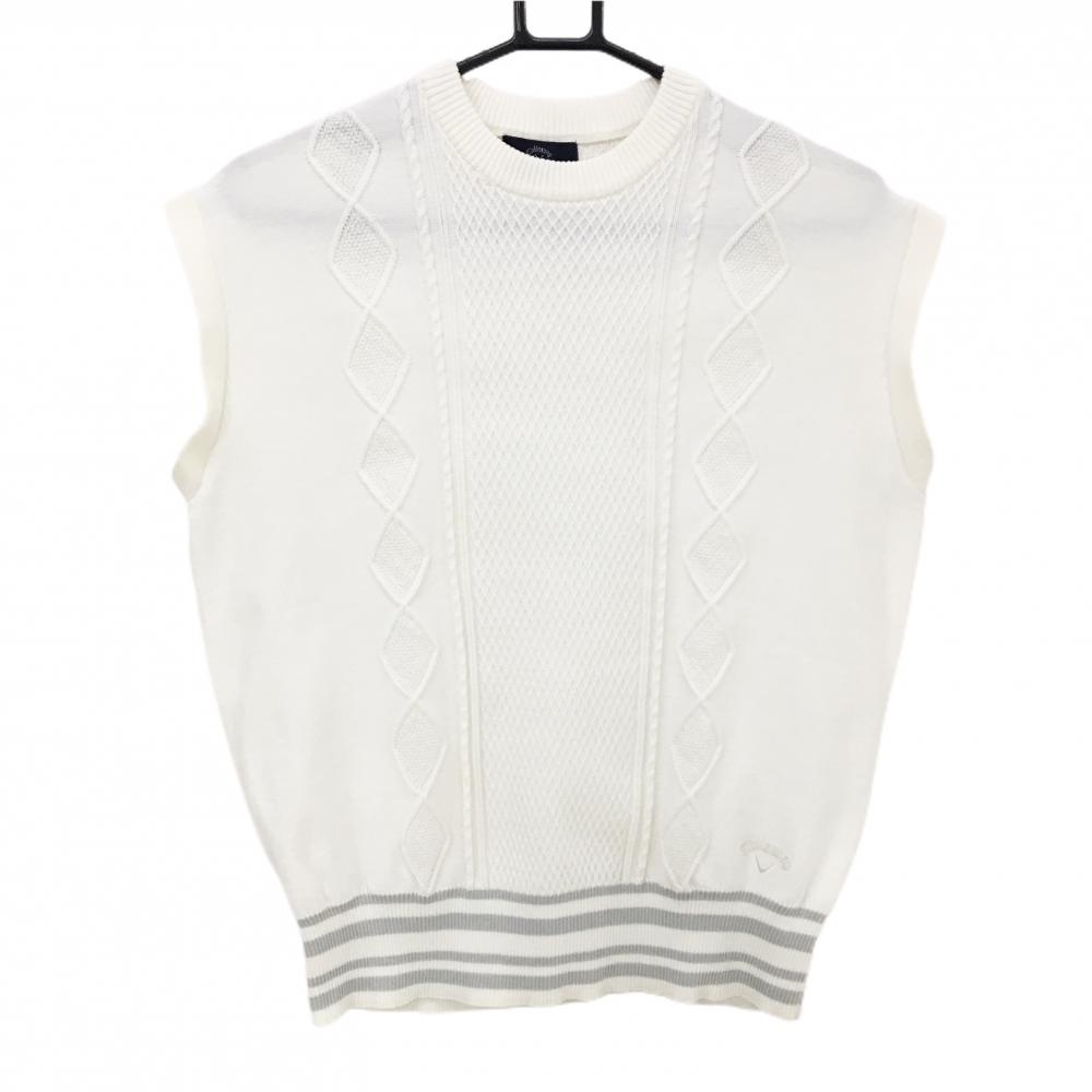キャロウェイ ニットベスト 白 裾ライン  レディース M ゴルフウェア 2024年モデル Callaway