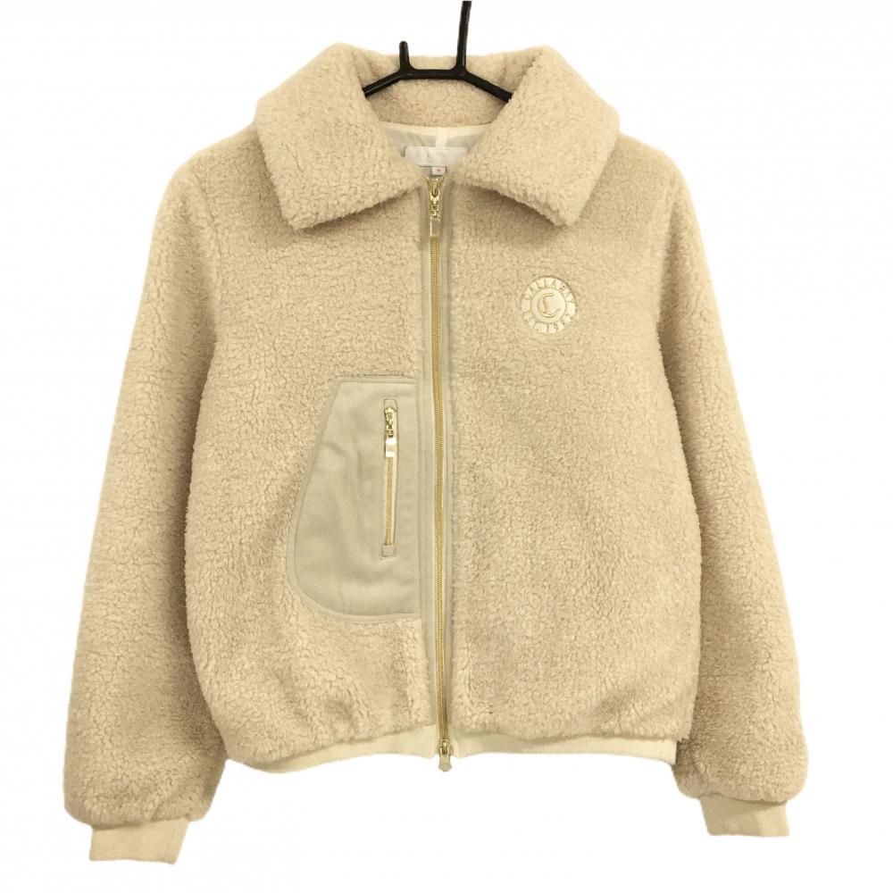 【美品】キャロウェイ ボアジャケット ベージュ ロゴ  レディース M ゴルフウェア Callaway