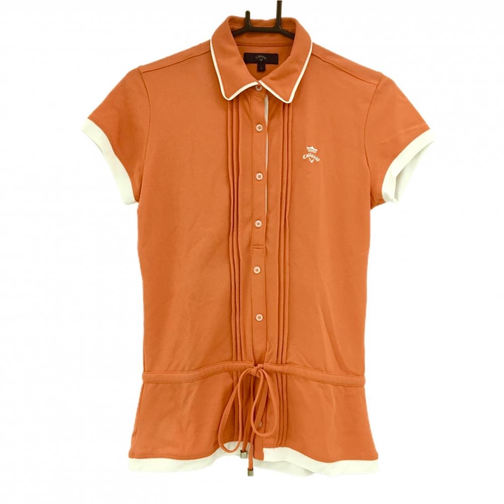 超美品】キャロウェイ 半袖ポロシャツ オレンジ×白 ピンタック