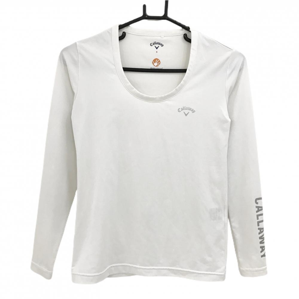 【美品】キャロウェイ インナーシャツ 白×シルバー ロゴプリント レディース S ゴルフウェア Callaway