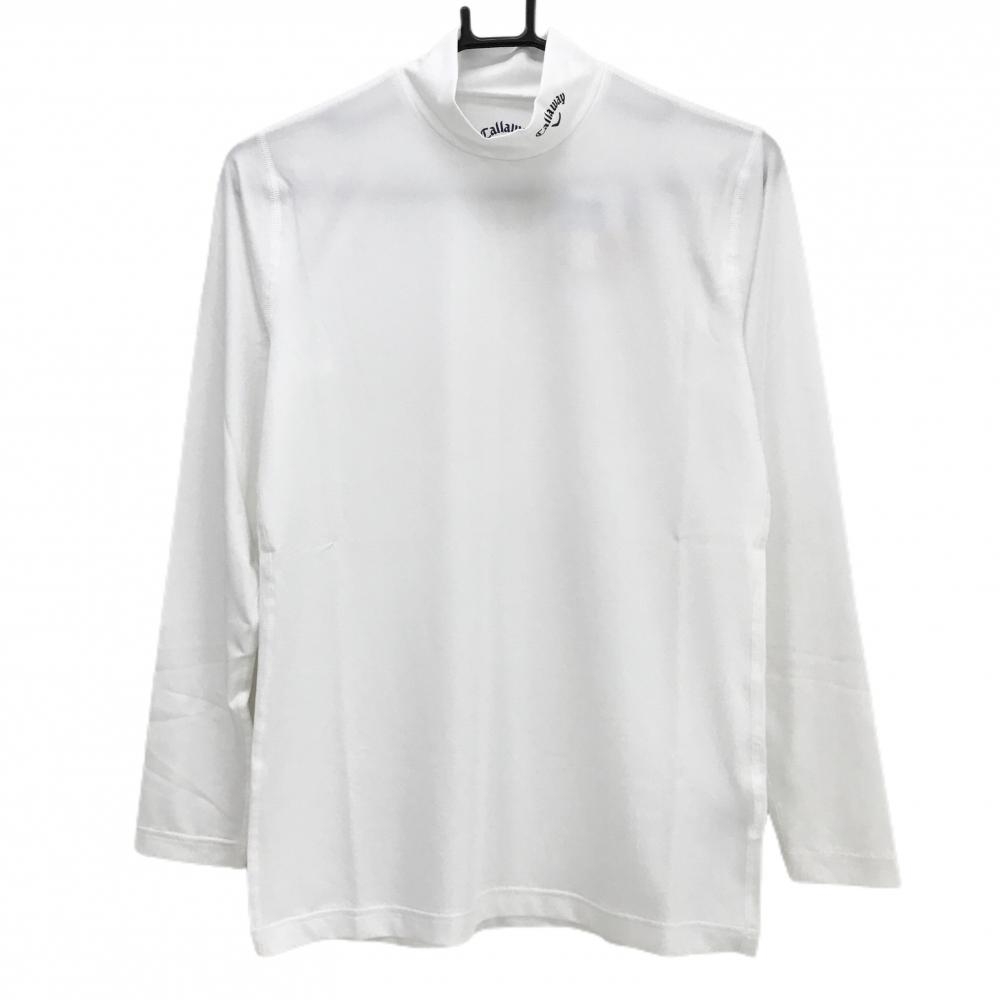 【新品】キャロウェイ ハイネックインナーシャツ 白×黒 ネックロゴ 吸収速乾 UPF30 レディース LL ゴルフウェア Callaway