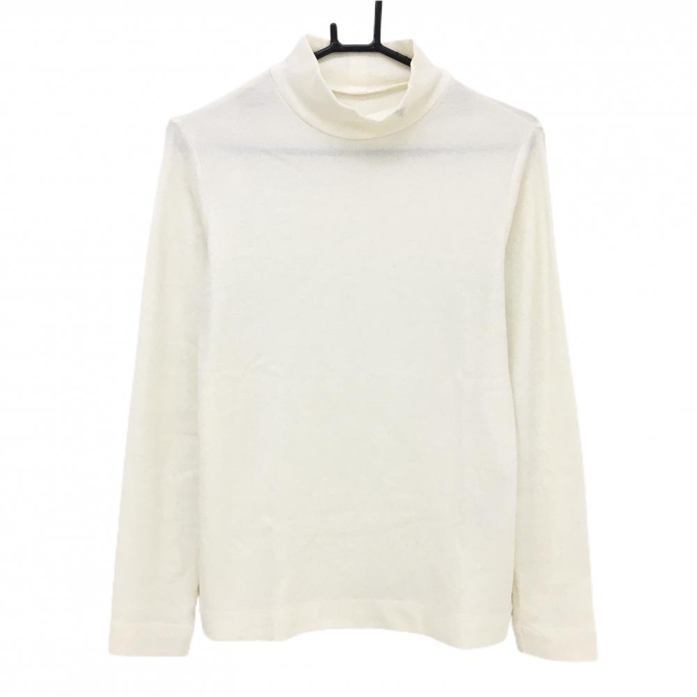 【超美品】キャロウェイ 長袖ハイネックシャツ 白 ネックラインストーンロゴ 表微起毛  レディース M ゴルフウェア Callaway